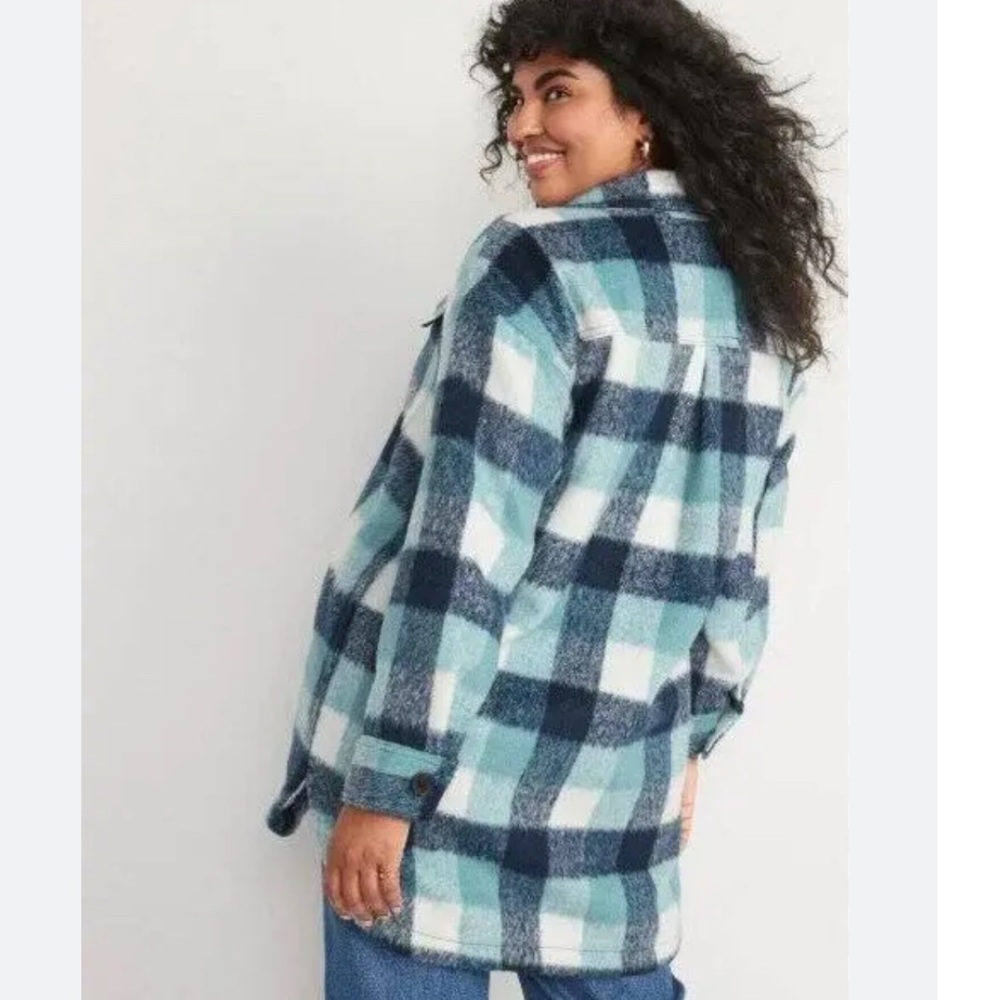 Old Navy Oversized Brushed Plaid Shacket - Picture 2 of 8